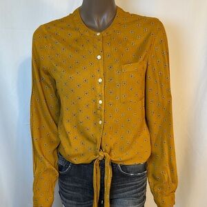 Patrons of Peace Brown Women's Button-Up Top With Front Tie